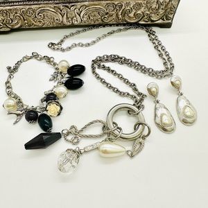 Silver Faux Pearl Jewelry lot